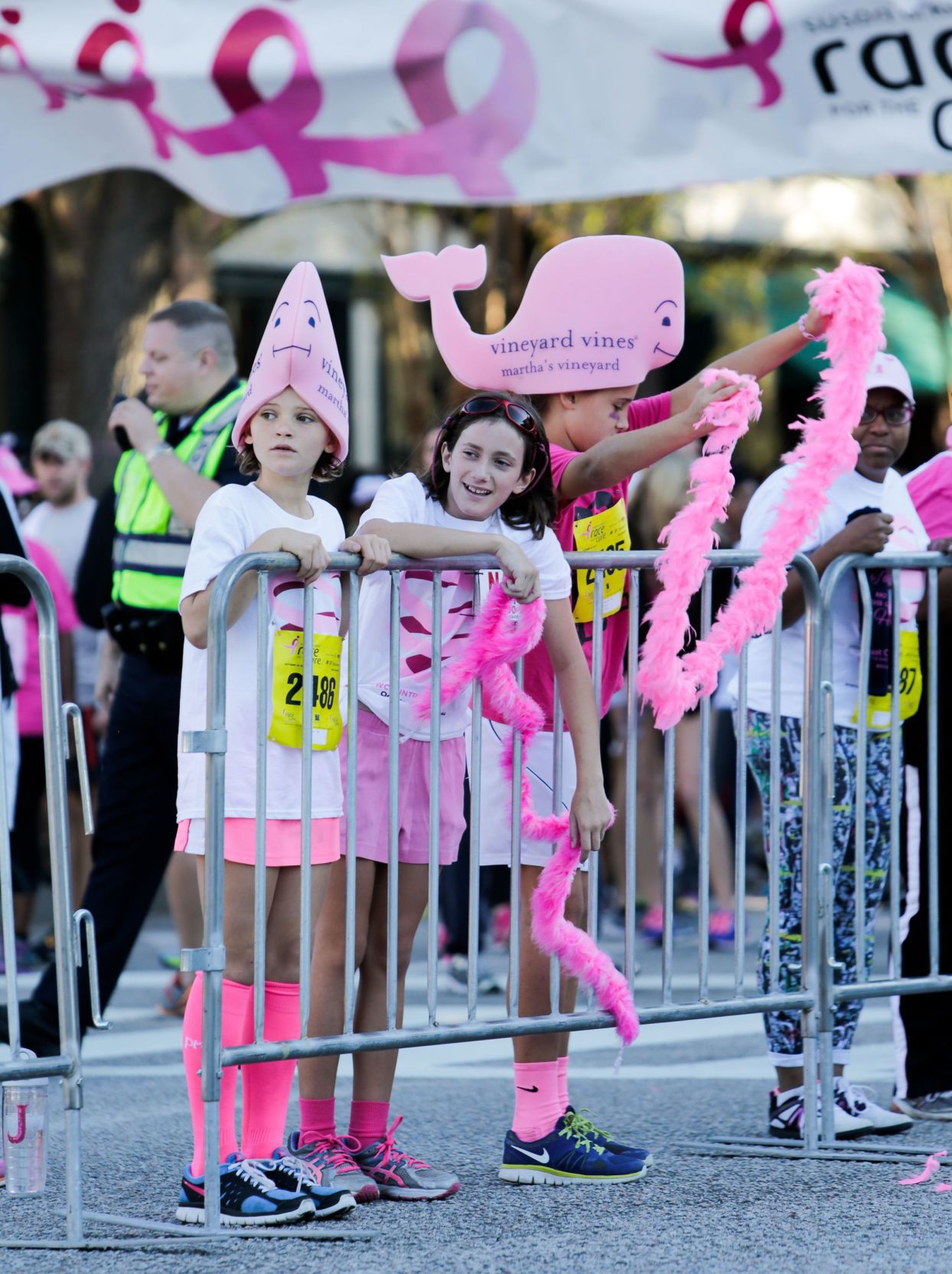 Race for the Cure girls with boas